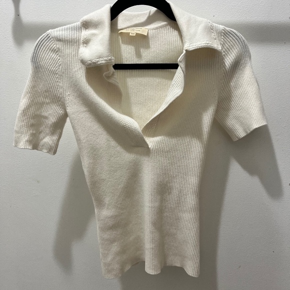 Sezane White Ribbed Knit Top - Picture 3 of 5